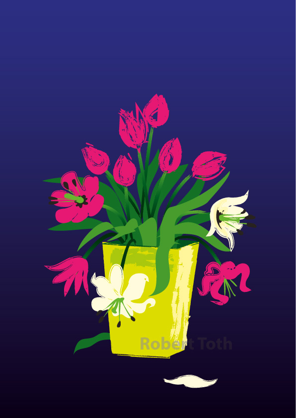 Tulpaner, blommor, teater-affisch, poster - Robert Toth, illustratör & tecknare