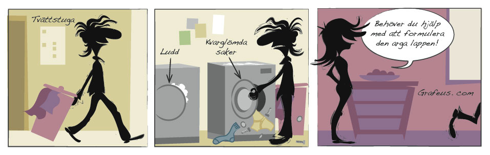 Hur den arga lappen i tvättstugan blir till, tecknad serie - Robert Toth, serietecknare