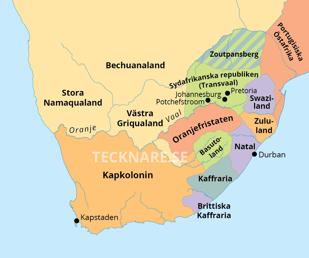 Karta över Sydafrika 1860 1